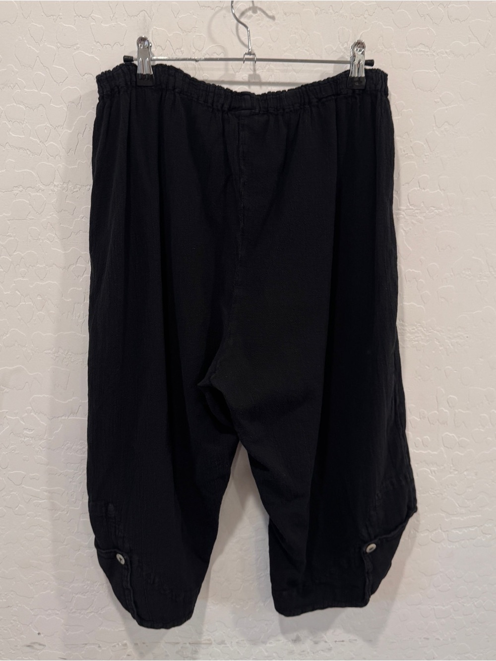 Oh My Gauze! Black Cropped Gauze Cropped Pants Womens 3 XXL Lagenlook Minimalist - Picture 7 of 7